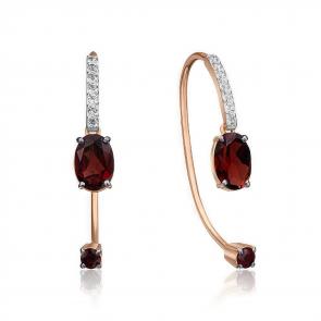 Золотые серьги Platina с топазом и гранатом 02-4365-00-264-1110-57 фото