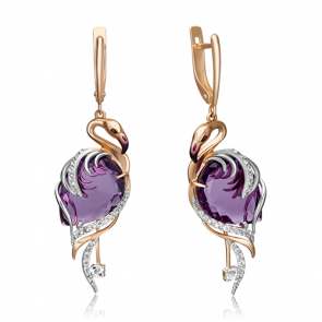 Золотые серьги Platina с топазом, аметистом и эмалью 02-4367-00-225-1110-46 фото