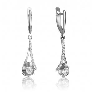 Серьги из белого золота Platina с фианитом 02-4369-00-501-1120-38 фото