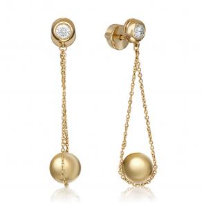 Серьги из лимонного золота Platina с фианитом 02-4372-00-401-1130-03 фото