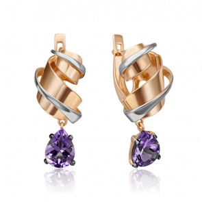 Золотые серьги Platina с аметистом 02-4377-00-203-1110-57 фото