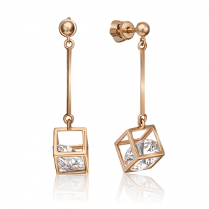 Золотые серьги Platina с фианитом 02-4382-00-501-1110-38 фото