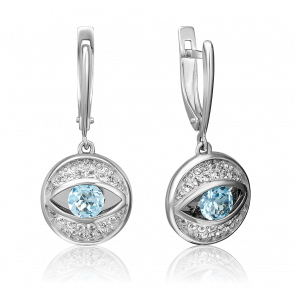 Серьги из белого золота Platina с топазом 02-4383-00-201-1120-57 фото