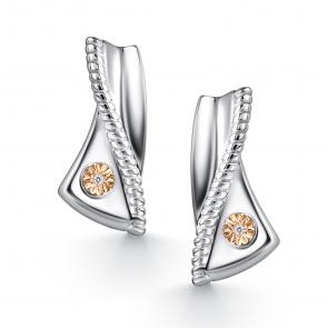 Серебряные серьги АЛЬКОР с золотой накладкой и бриллиантом 02-4391/000Б-00 фото