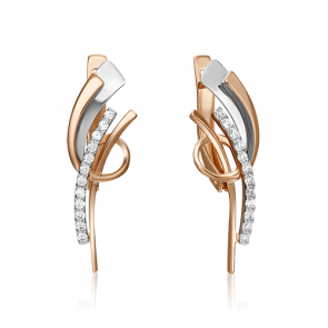 Серьги из комбинированного золота Platina с фианитом 02-4392-00-401-1111-48 фото