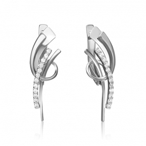 Серьги из белого золота Platina с фианитом 02-4392-00-401-1120-48 фото