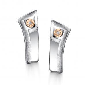 Серебряные серьги АЛЬКОР с золотой накладкой и бриллиантом 02-4392/000Б-00 фото