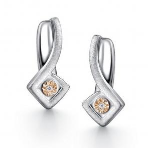 Серебряные серьги АЛЬКОР с золотой накладкой и бриллиантом 02-4393/000Б-00 фото