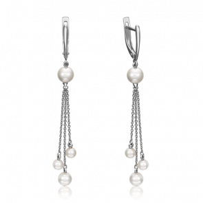 Серьги из белого золота Platina с жемчугом 02-4394-00-301-1120-31 фото