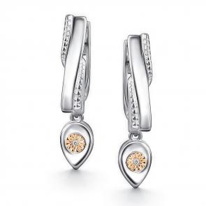 Серебряные серьги АЛЬКОР с золотой накладкой и бриллиантом 02-4394/000Б-00 фото