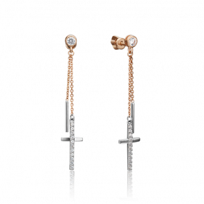 Золотые серьги-кресты Platina с фианитом 02-4395-00-401-1111-42 фото