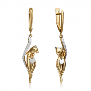 Серьги из комбинированного золота Platina с фианитом 02-4396-00-401-1121-48 фото