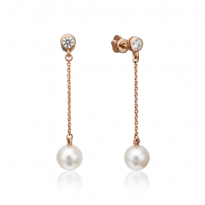 Золотые серьги Platina с фианитом и жемчугом 02-4399-00-302-1110-31 фото