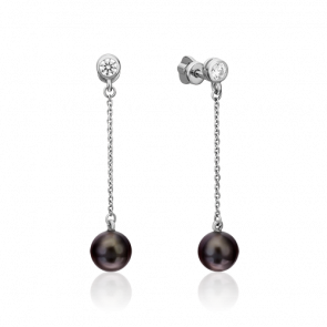 Серьги из белого золота Platina с фианитом и жемчугом 02-4399-01-302-1120-31 фото