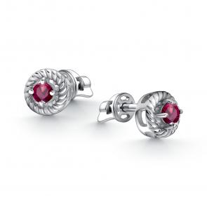 Серебряные серьги АЛЬКОР с рубином 02-4399/000Р-00 фото
