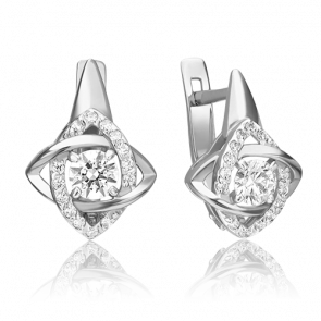 Серьги из белого золота Platina с фианитом 02-4403-01-501-1120-38 фото