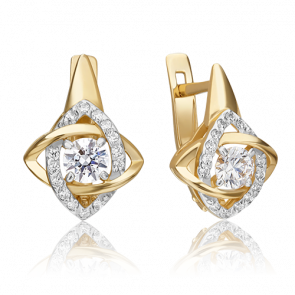 Серьги из лимонного золота Platina с фианитом 02-4403-01-501-1130-38 фото