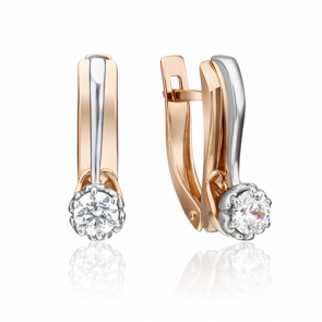 Серьги из комбинированного золота Platina с фианитом 02-4404-00-501-1111-38 фото
