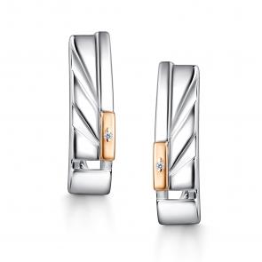 Серебряные серьги АЛЬКОР с золотой накладкой и бриллиантом 02-4404/000Б-00 фото