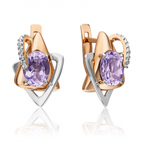 Серьги из комбинированного золота Platina с топазом и аметистом 02-4405-00-225-1111-57 фото