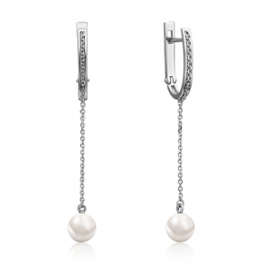 Серьги из белого золота Platina с жемчугом 02-4408-00-301-1120-31 фото