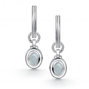 Серебряные серьги-трансформеры АЛЬКОР с аквамарином 02-4411/0АКВ-00 фото