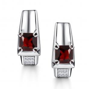 Серебряные серьги АЛЬКОР с фианитом и гранатом 02-4419/00ГР-00 фото