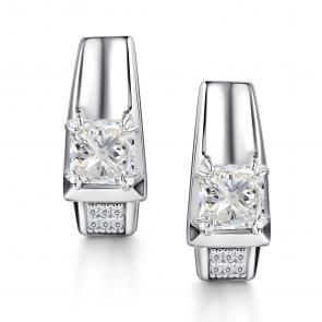 Серебряные серьги АЛЬКОР с фианитом и горным хрусталём 02-4419/00ГХ-00 фото