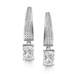 Серебряные серьги АЛЬКОР с фианитом и горным хрусталём 02-4421/00ГХ-00 фото