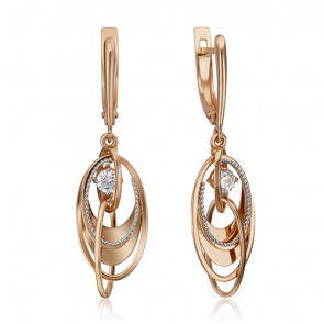 Серьги из комбинированного золота Platina с фианитом 02-4422-00-501-1111-38 фото