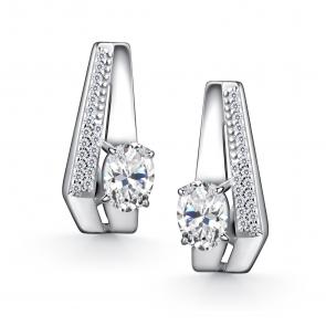 Серебряные серьги АЛЬКОР с фианитом и горным хрусталём 02-4422/00ГХ-00 фото