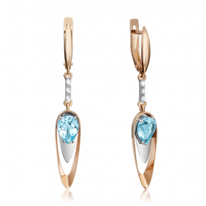 Серьги из комбинированного золота Platina с топазом 02-4428-00-201-1111-57 фото