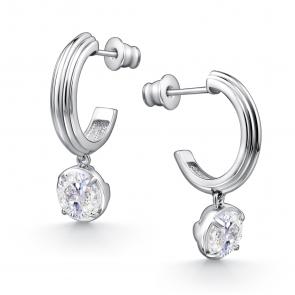 Серебряные серьги АЛЬКОР с горным хрусталём 02-4428/00ГХ-00 фото