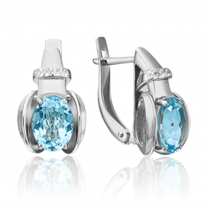 Серьги из белого золота Platina с топазом 02-4430-00-201-1120-57 фото