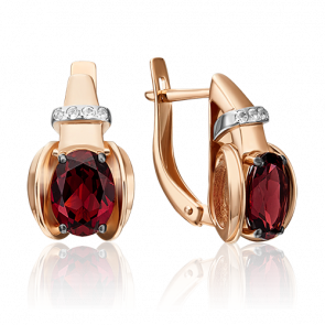 Золотые серьги Platina с топазом и гранатом 02-4430-00-264-1110-57 фото