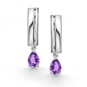 Серебряные серьги АЛЬКОР с аметистом 02-4437/00АМ-00 фото