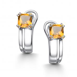 Серебряные серьги АЛЬКОР с цитрином 02-4438/00ЦТ-00 фото
