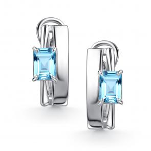 Серебряные серьги АЛЬКОР с топазом 02-4440/00ТБ-00 фото