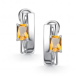 Серебряные серьги АЛЬКОР с цитрином 02-4440/00ЦТ-00 фото
