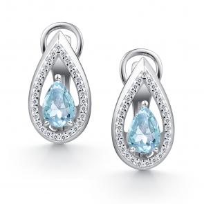 Серебряные серьги АЛЬКОР с топазом и фианитом 02-4442/00ТБ-00 фото