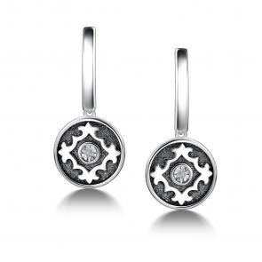 Серебряные серьги АЛЬКОР с бриллиантом 02-4451/000Б-17 фото