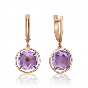 Золотые серьги Platina с аметистом 02-4452-00-203-1110-46 фото