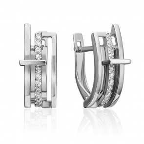 Серьги из белого золота Platina с фианитом 02-4457-00-401-1120-23 фото