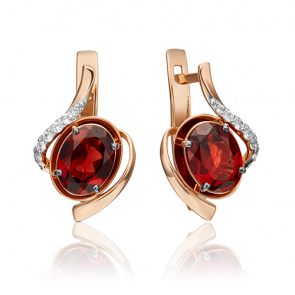 Золотые серьги Platina с топазом и гранатом 02-4458-00-264-1110-57 фото