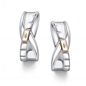 Серебряные серьги Алькор с золотой накладкой и бриллиантом 02-4459/000Б-00 фото