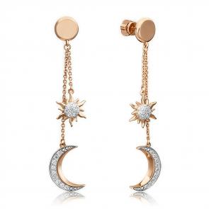 Золотые серьги Platina с фианитом 02-4460-00-401-1110-42 фото