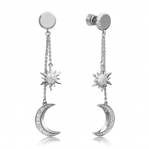 Серьги из белого золота Platina с фианитом 02-4460-00-401-1120-42 фото