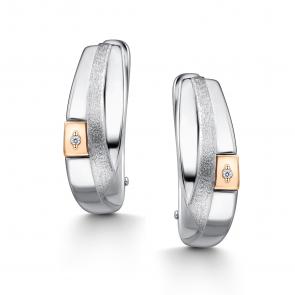 Серебряные серьги АЛЬКОР с золотой накладкой и бриллиантом 02-4460/000Б-00 фото