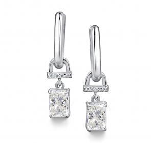 Серебряные серьги-трансформеры АЛЬКОР с горным хрусталем и фианитом 02-4463/00ГХ-00 фото