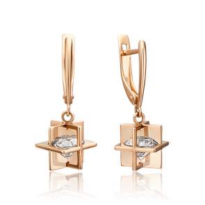 Золотые серьги Platina с фианитом 02-4464-00-501-1110-67 фото